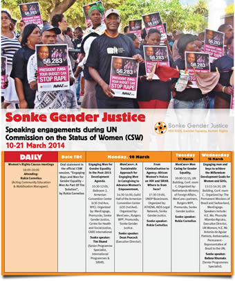 Sonke Schedule at the 2014 UNCSW