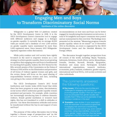 Engaging Men and Boys to Transform Discriminatory Social Norms