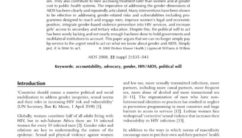 Gender and AIDS: time to act