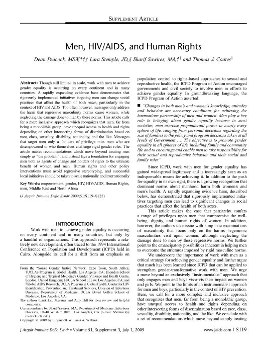Men, HIV/AIDS, and Human Rights