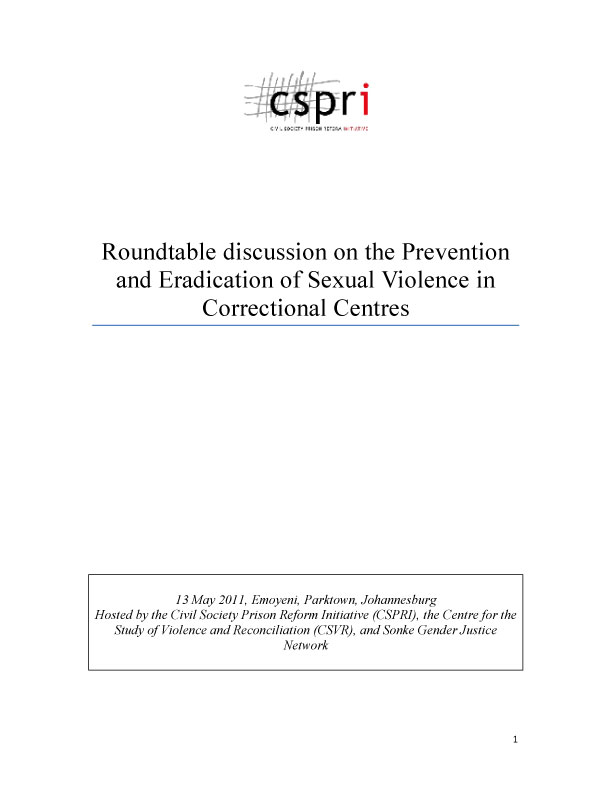 Prevention and Eradication of Sexual Violence in Correctional Centres