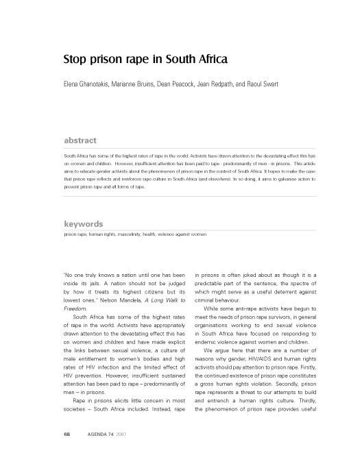 Stop Prison Rape in South Africa