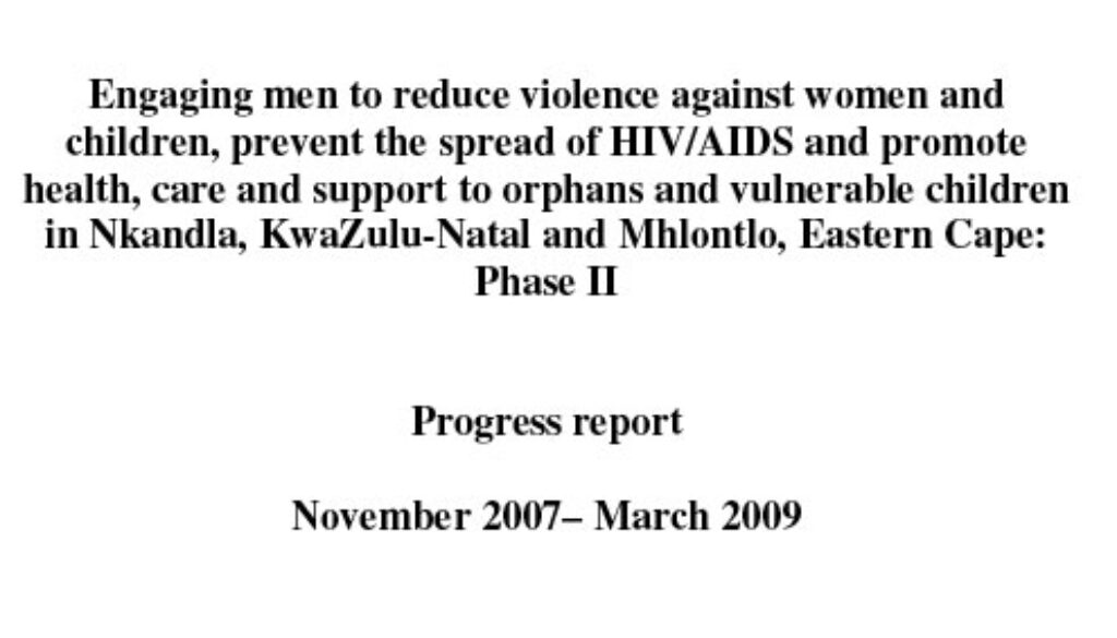 Sonke end of project narrative report to UNICEF May 2009
