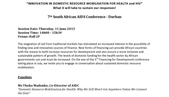 Invitation to SAAIDS Conference 2015 hosted by Sonke and Wits University