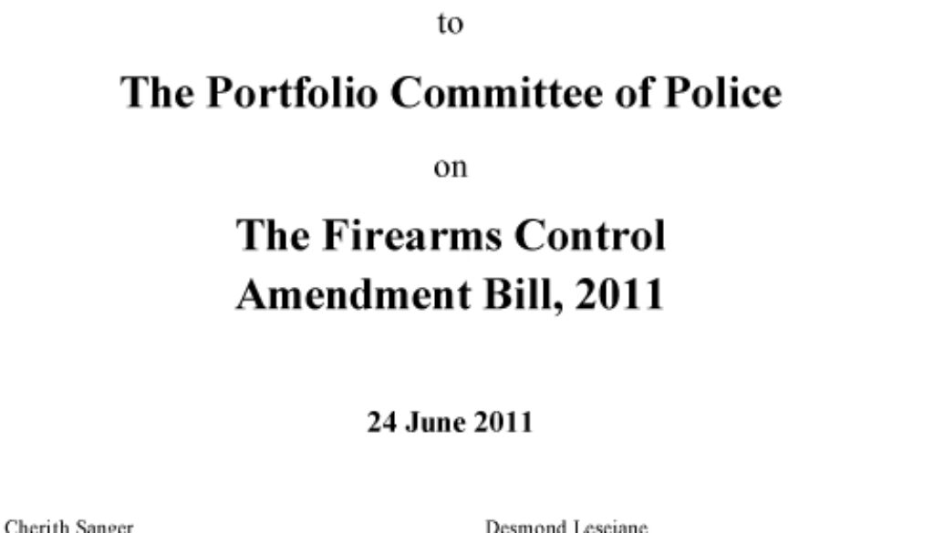 Sonke Submission on Firearms Control Amendment