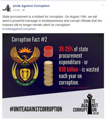 Invitation to Unite Against Corruption March public meeting