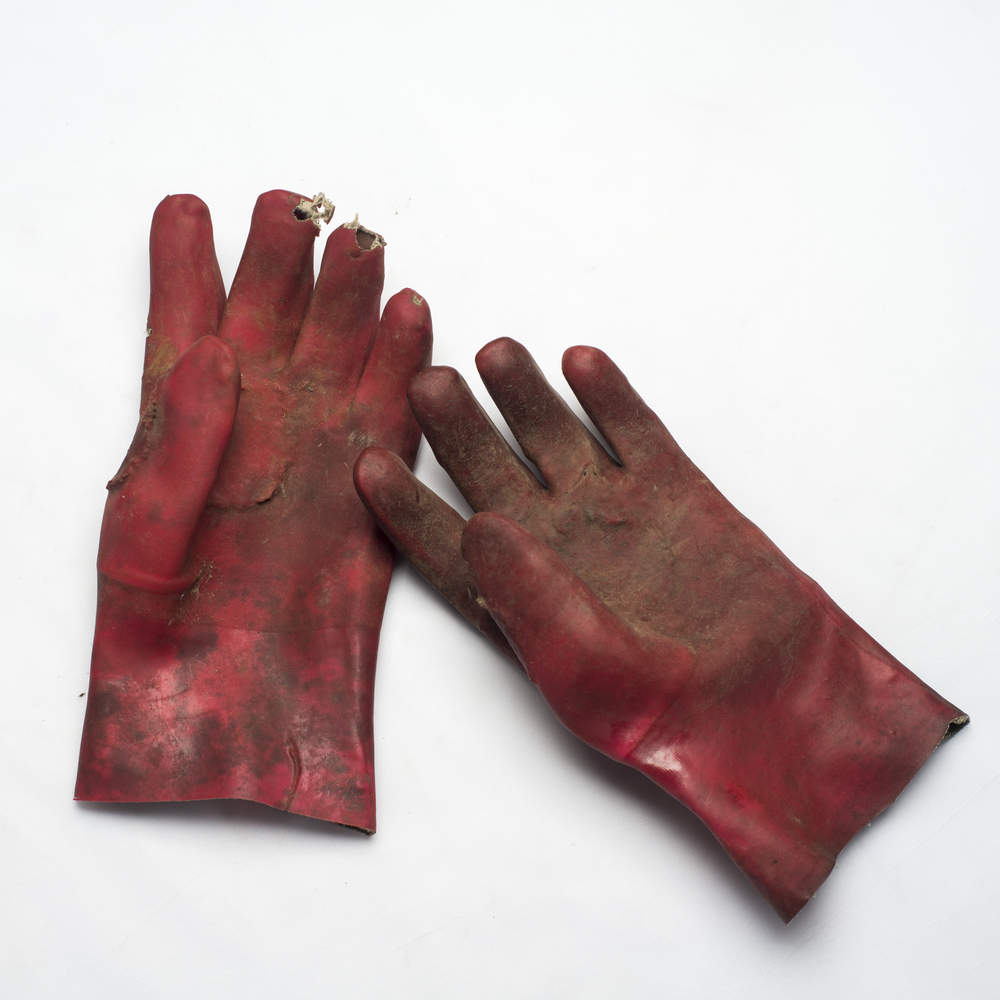 Gloves belonging to Zama Gangi from his days in the mines