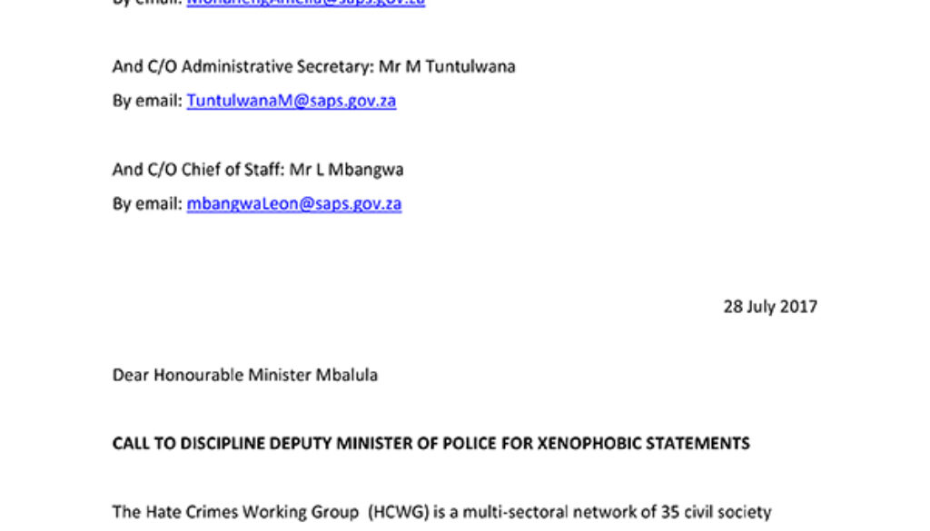 Call Discipline Deputy Minister Police
