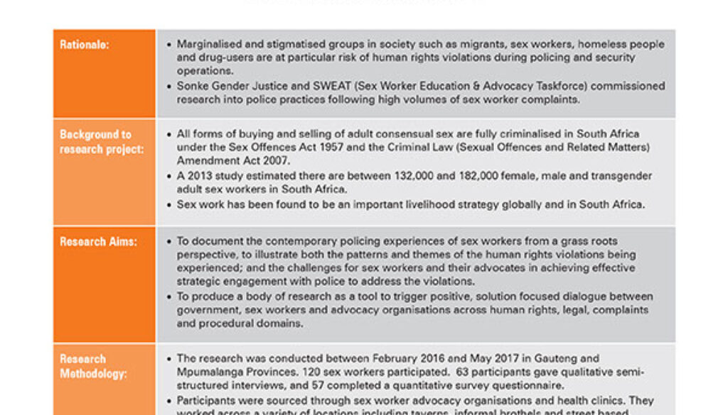 SWEAT Policing Sex Work SA Research Brief