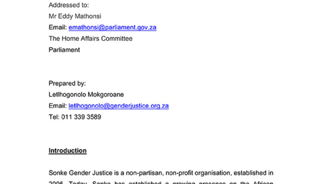Submissions Civil Union Amendment Act