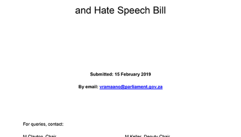 Submission HCWG Prevention Combating Crimes Bill