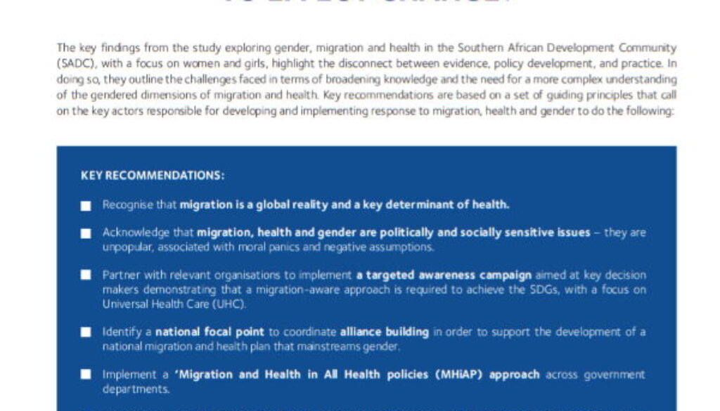 Gender Migration Health SADC 2